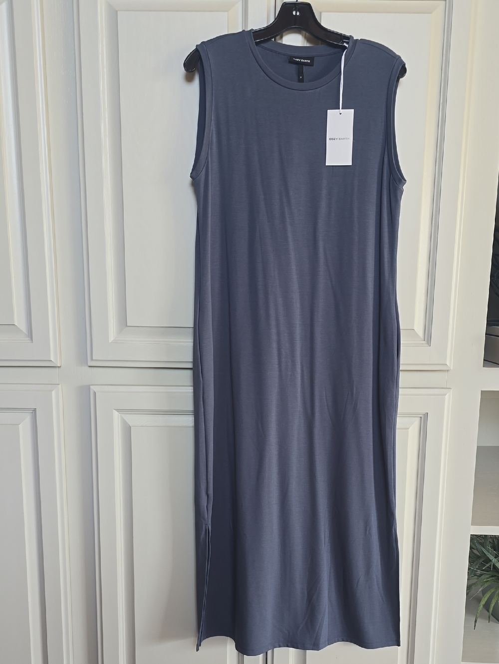 Cozy Earth Sleeveless, Super Soft Slate Blue Maxi Dress